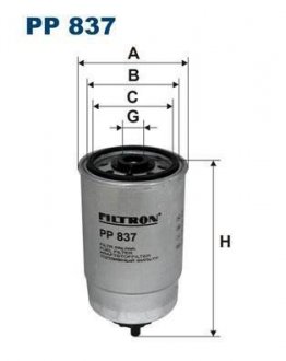 Фильтр топливный RENAULT TRAFIC 80-00, PEUGEOT BOXER 94-02, FIAT DUCATO 86-02 FILTRON PP837 (фото 1)
