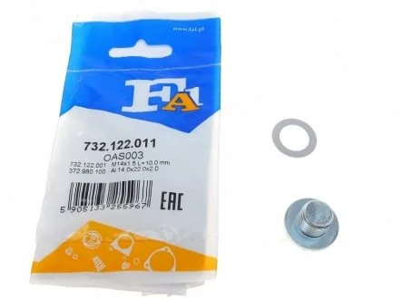 Пробка піддону масляного M14x1.5x10 (Fischer) Fischer Automotive One (FA1) 732.122.011 (фото 1)