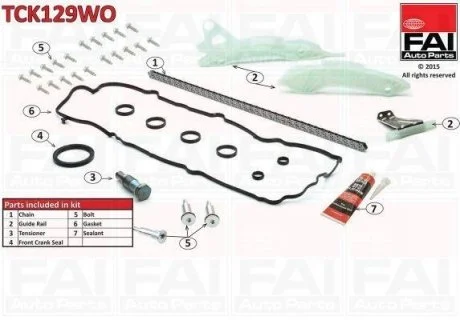 Комплект цепи ГРМ Citroen Berlingo / Peugeot Partner 1.6 VTi 09-> Fischer Automotive One (FA1) TCK129WO