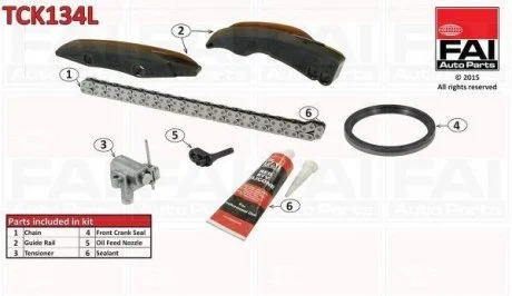 Комплект ланцюга ГРМ BMW 1/3/5/X1/X3 1.6-3.0 d 03-> (нижній) Fischer Automotive One (FA1) TCK134L