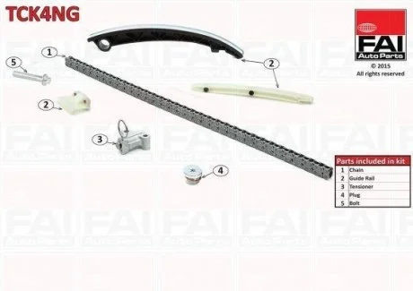 К-кт цепи ГРМ Opel Agila Z10XE/XEP/Astra G/H Z12EX/EXP/Z14XEL/XEP/Combo MK II Z14XEP/Corsa B/C/D Fischer Automotive One (FA1) TCK4NG