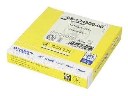 Комплект кілець поршня двигуна (на 1 циліндр.) GOETZE 08-434300-00