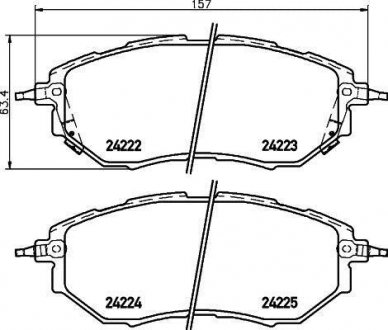 Тормозные колодки дисковые перед. Subaru Tribeca 05-/Forester 12-/Legacy 3,0 03- HELLA 8DB 355 012-031 (фото 1)