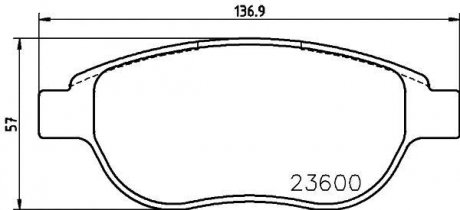 Тормозные колодки перед. Berlingo/Partner 01-/Doblo 03- (137x57.3x19) HELLA 8DB355018-871 (фото 1)