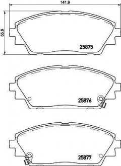 Тормозные колодки дисковые перед. Mazda 3 1.5/2.0/2.2D 09.13- HELLA 8DB 355 021-421