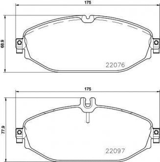 Тормозные колодки перед. Mercedes-Benz W213 HELLA 8DB 355 021-921