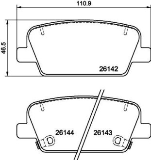 Гальмівні колодки дискові Hyundai Santa Fe 2.0D/2.2D/2.4 07.18- HELLA 8DB 355 040-081