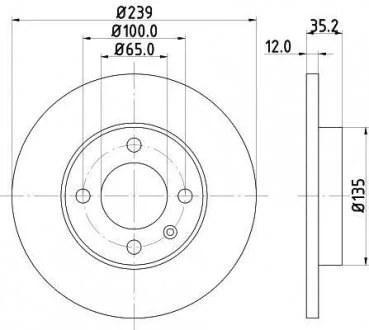 Тормозной диск пер. Caddy/Golf/Passat 74-02 HELLA 8DD355100-131