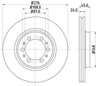 MITSUBISHI гальмівний диск передн. Pajero 90 - (276*24) HELLA 8DD 355 105-131