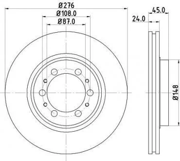 MITSUBISHI гальмівний диск передн. Pajero 90 - (276*24) HELLA 8DD 355 105-131