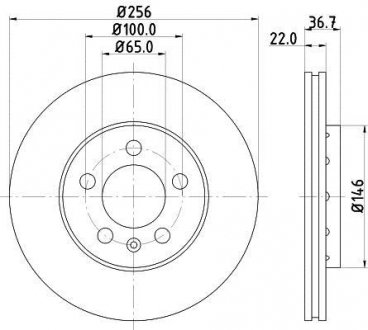 Гальмівний диск перед. Seat Ibiza,Skoda Fabia/Octavia 97- HELLA 8DD 355 105-361