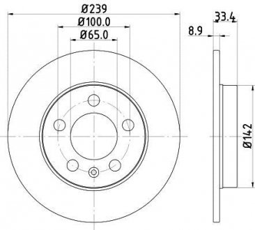 Гальмівний диск задній. Octavia/Golf 98-13 (PRO) HELLA 8DD355107-461 (фото 1)