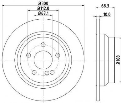 Диск гальмівний зад. Mercedes-Benz W211, W212, C207, C218 02- HELLA 8DD 355 108-841