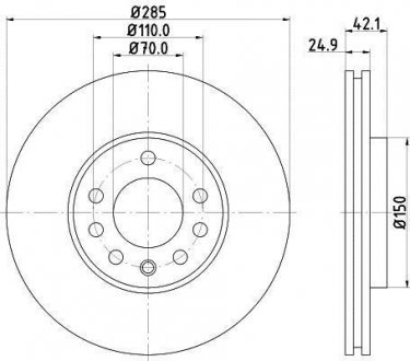 Диск тормозной перед. Opel Vectra C 1.8/2.2/1.9 02-> HELLA 8DD 355 109-241