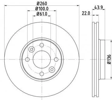 Тормозной диск перед. Logan/Clio/Megane II 07- HELLA 8DD355109-331