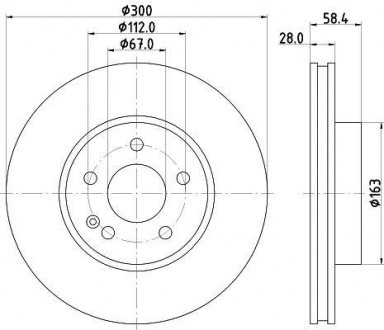 Тормозной диск перед. Vito (639) 03- HELLA 8DD355110-071