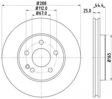 DB Диск тормозн.передн.W169 04-,W245 05- HELLA 8DD 355 111-081