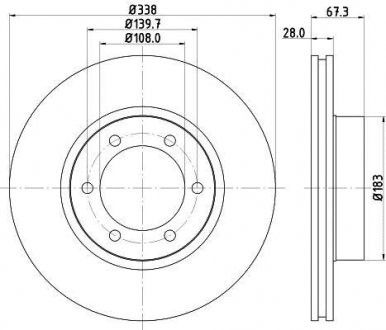 Тормозной диск перед. Cruiser 300/Prado/Lexus GX 01-10 3.0-4.7 HELLA 8DD355111-861