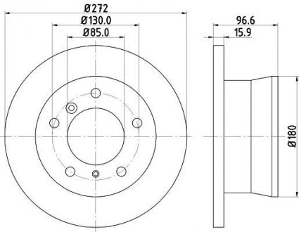 Тормозной диск зад. Sprinter 308-316 96-06 (16mm) (PRO) HELLA 8DD355111-901 (фото 1)