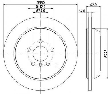 Тормозной диск зад. DB M-Clas 164 3.0CDI 06- HELLA 8DD 355 113-211 (фото 1)