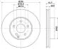 Гальмівний диск перед. вентильов. високовугл. MB C (W204) 07- HELLA 8DD 355 114-201 (фото 1)