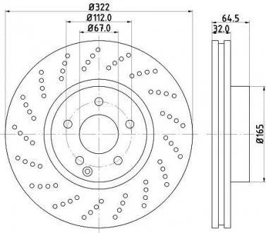 Гальмівний диск перед. W204/W212/C207 1.8-3.5 HELLA 8DD355114-231