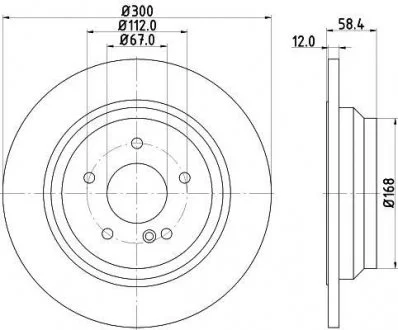 Гальмівний диск зад. W221/C216/R230 04-13 2.0-6.0 (PRO) HELLA 8DD355115-411