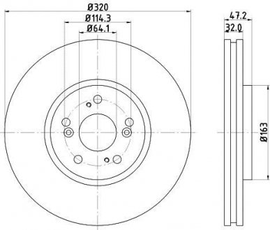 Гальмівний диск перед. Accord VIII 08- 2.0-2.4 320mm HELLA 8DD355116-091