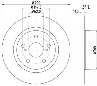 Гальмівний диск зад. Avensis 08- 1.6-2.2 HELLA 8DD355116-121 (фото 1)
