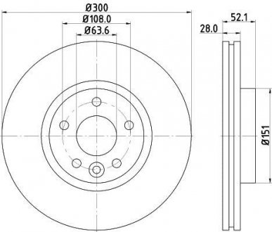 Гальмівний диск передній Ford Mondeo / Galaxy / S-Max 07-> HELLA 8DD 355 116-221 (фото 1)