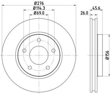 Тормозной диск перед. Lancer/Ciliber 06- 1.5-2.4 (PRO) HELLA 8DD355116-241 (фото 1)