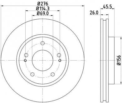 Тормозной диск перед. Lancer/Outlander/Space Runner 99- 1.3-2.4 HELLA 8DD355116-311