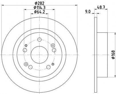 Гальмівний диск зад. Accord VIII 08- 2.0-2.4 282mm HELLA 8DD355116-521