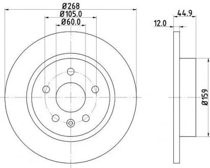 Тормозной диск зад. Cruze/Trax/Astra J 09- 1.3-2.7 HELLA 8DD355116-581