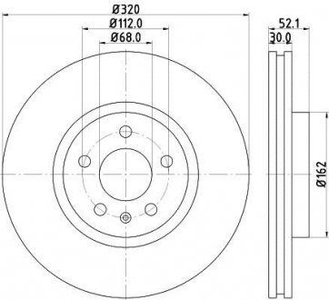 Тормозной диск перед. A4/A5/A6/A7/Q5 07- 1.8-4.0 (PRO) 320mm HELLA 8DD355117-191 (фото 1)