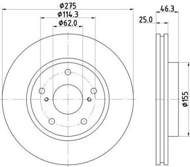 Диск тормозной перед, Toyota Prius/ RAV 4 III 1.8/2.4 05- HELLA 8DD 355 117-361