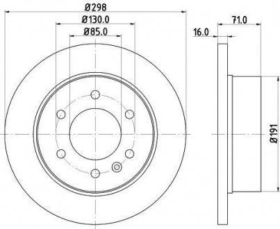 Гальмівний диск зад. Sprinter/Crafter 06- (3.0-3.5t) 298mm HELLA 8DD355117-641 (фото 1)