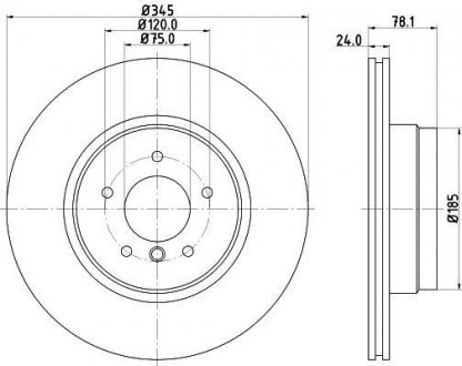 Тормозной диск зад. X5 E70/F15/F85/ X6 E71/E72/F16/F86 07- 3.0-4.8 (PRO) HELLA 8DD355117-761