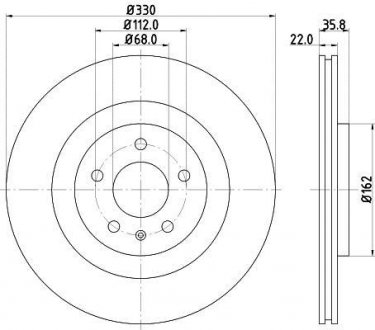 Гальмівний диск зад. A4/A5/A6/A7/Q5/Macan 07- 1.8-3.2 (PRO) 330mm HELLA 8DD355118-021 (фото 1)