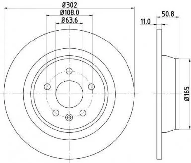 Тормозной диск зад. Ford Mondeo IV 07- (302x11) HELLA 8DD355118-841