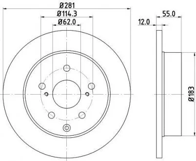 Гальмівний диск зад. RAV4 lll / lV (PRO) HELLA 8DD355118-881