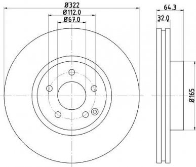 Тормозной диск перед. DB C (W204, C204), E (W212, C207, A207), SLK (R172) 1.8-3.5 07- HELLA 8DD 355 118-931 (фото 1)