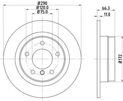 Диск тормозной задний BMW 1 (F20), 1 (F21), 2 (F22, F87), 2 (F23) 1.5-2.0D 11.10- HELLA 8DD 355 120-231 (фото 1)