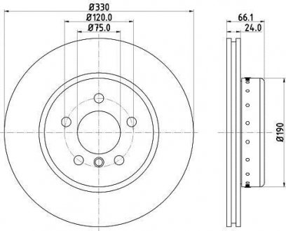 Диск тормозной (High Carbon) передний BMW 5 E60-63 04- HELLA 8DD 355 120-661