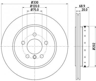 Тормозные диски (High Carbon) задние BMW 5 F10 HELLA 8DD 355 120-671 (фото 1)