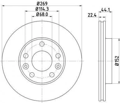 Ø 269 mm Диск гальмівний перед. Dacia Duster/Renault Megane III/Scenic III 1.4-2.0 08- HELLA 8DD 355 122-431