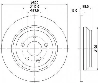 Диск тормозной зад. DB Vito (W447) 14- HELLA 8DD 355 122-441