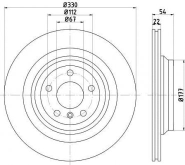 Диск тормозной зад. (330mmx22mm) MERCEDES GLE W166 15- ML W166 11- HELLA 8DD 355 122-561 (фото 1)
