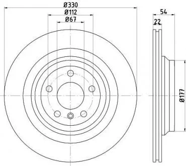 Диск тормозной зад. (330mmx22mm) MERCEDES GLE W166 15- ML W166 11- HELLA 8DD 355 122-561