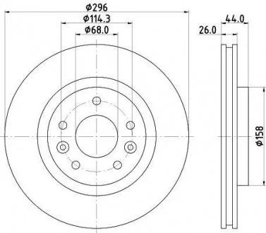 Диск тормозной перед. (296mmx26mm) NISSAN QASHQAI II 1.2 DIG-T/1.2 TCe 130/1.5 dCi/1.5 dCi 110/1.6 dCi/1.6 dCi 130/1.6 dCi 130 4x4/1.6 dCi ALL MODE 4x4-i/1.6 DIG-T/2.0 ALL MODE 4x4-i HELLA 8DD 355 122-791